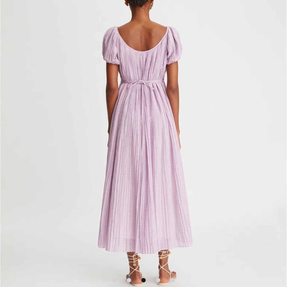NWT! Tory Burch Purple Plaid Pleated Dress - Picture 5 of 6